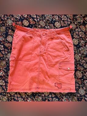 Coral Y2K Cargo Skirt